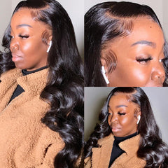 Ronashow 13*4 Lace Frontal Wig Human Hair Loose Wave Natural Color Wig