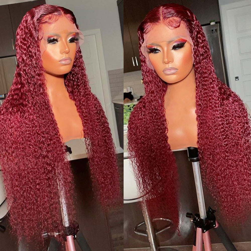 Ronashow 99J Burgundy Deep Wave 13*4 Lace Front Wig