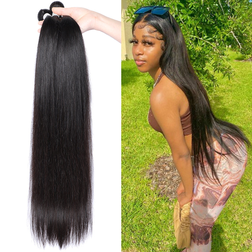 Straight Remy Human Hair Extensions 4 Bundles 10-30 Inches