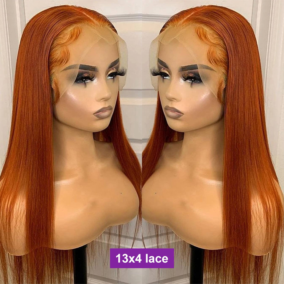 Ronashow Ginger Color Straight 13x4 Lace Frontal Human Hair Wig