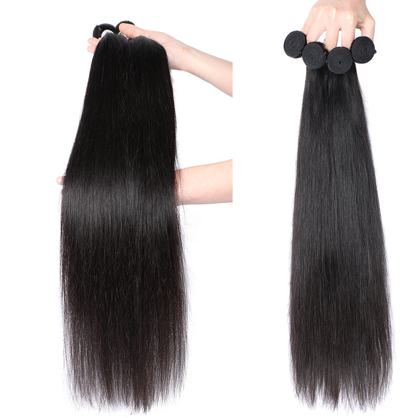 Straight Remy Human Hair Extensions 4 Bundles 10-30 Inches