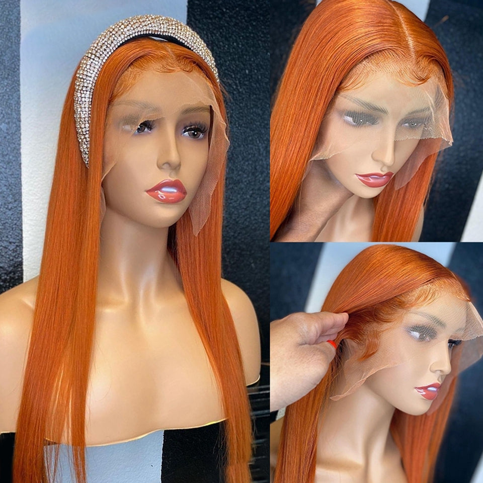 Ronashow Ginger Color Straight 13x4 Lace Frontal Human Hair Wig