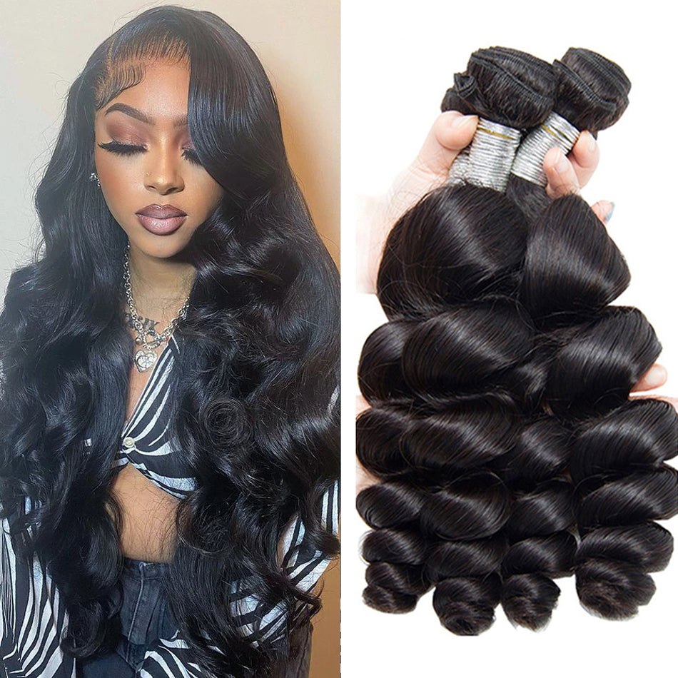 Loose Wave Remy Human Hair Extensions 4 Bundles