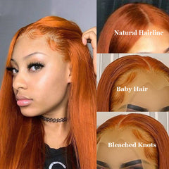 Ronashow Ginger Color Straight 13x4 Lace Frontal Human Hair Wig