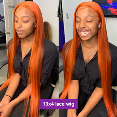 Ronashow Ginger Color Straight 13x4 Lace Frontal Human Hair Wig