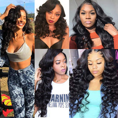 Loose Wave Remy Human Hair 3 Bundles With 4*4 Lace Closure