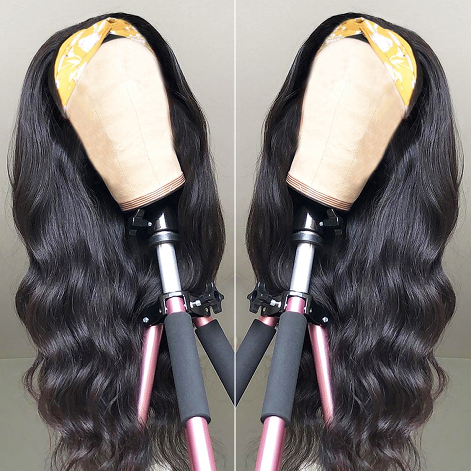 Body Wave Remy Human Hair Headband Wig Friendly For Beginner