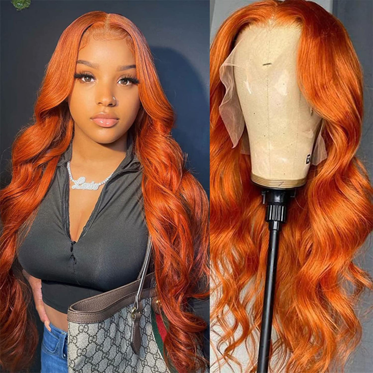 Ronashow Ginger Color Body Wave 13x4 Lace Front Human Hair Wig