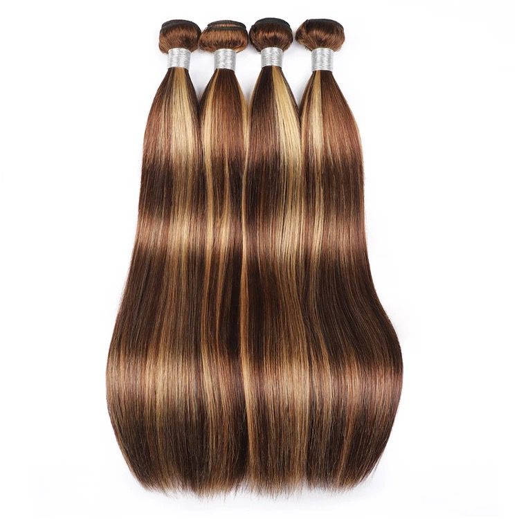 Highlight 4/27 Color Straight Human Hair 4 Bundles