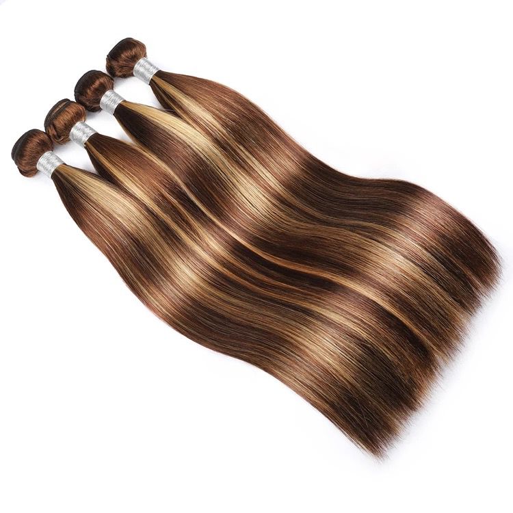 Highlight 4/27 Color Straight Human Hair 4 Bundles