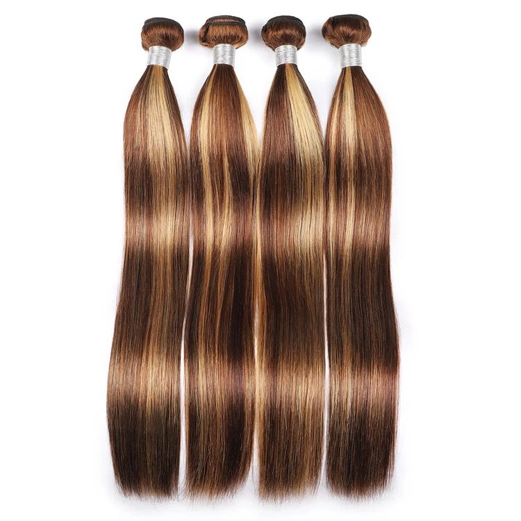 Highlight 4/27 Color Straight Human Hair 4 Bundles