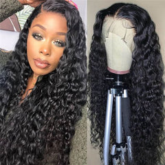 Ronashow Human Hair 13*4 Lace Frontal Wig Deep Wave Natural Color Wig