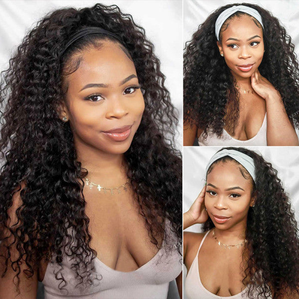 Deep Wave Remy Human Hair Headband Wig Friendly For Beginner