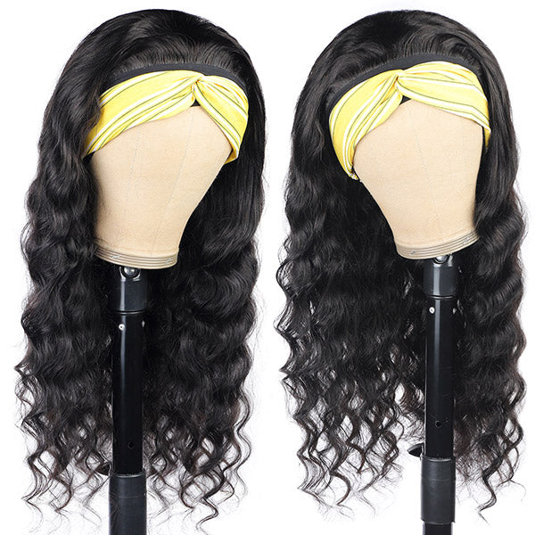 Ronashow Loose Deep Wave Remy Human Hair Headband Wig 10-30 Inch