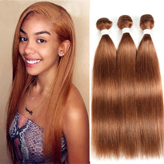 Medium Auburn Color Straight Remy Human Hair 3 Bundles