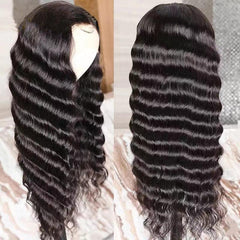 Ronashow 13*4 Lace Frontal Wig Loose Deep Wave Natural Color Human Hair Wig